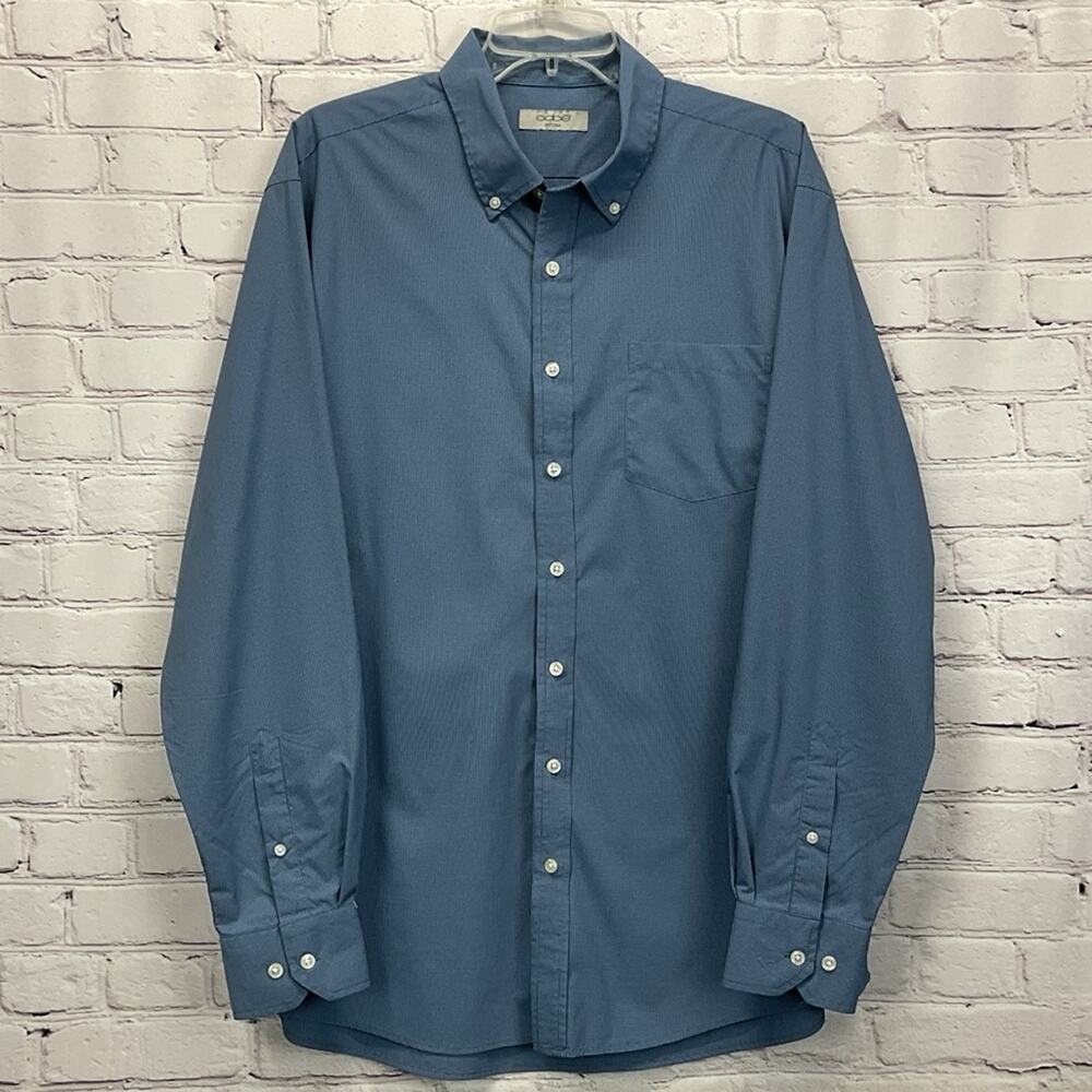 OOBE Shirt Men’s Size XL Blue Mini Check Button Down Business Casual Travel